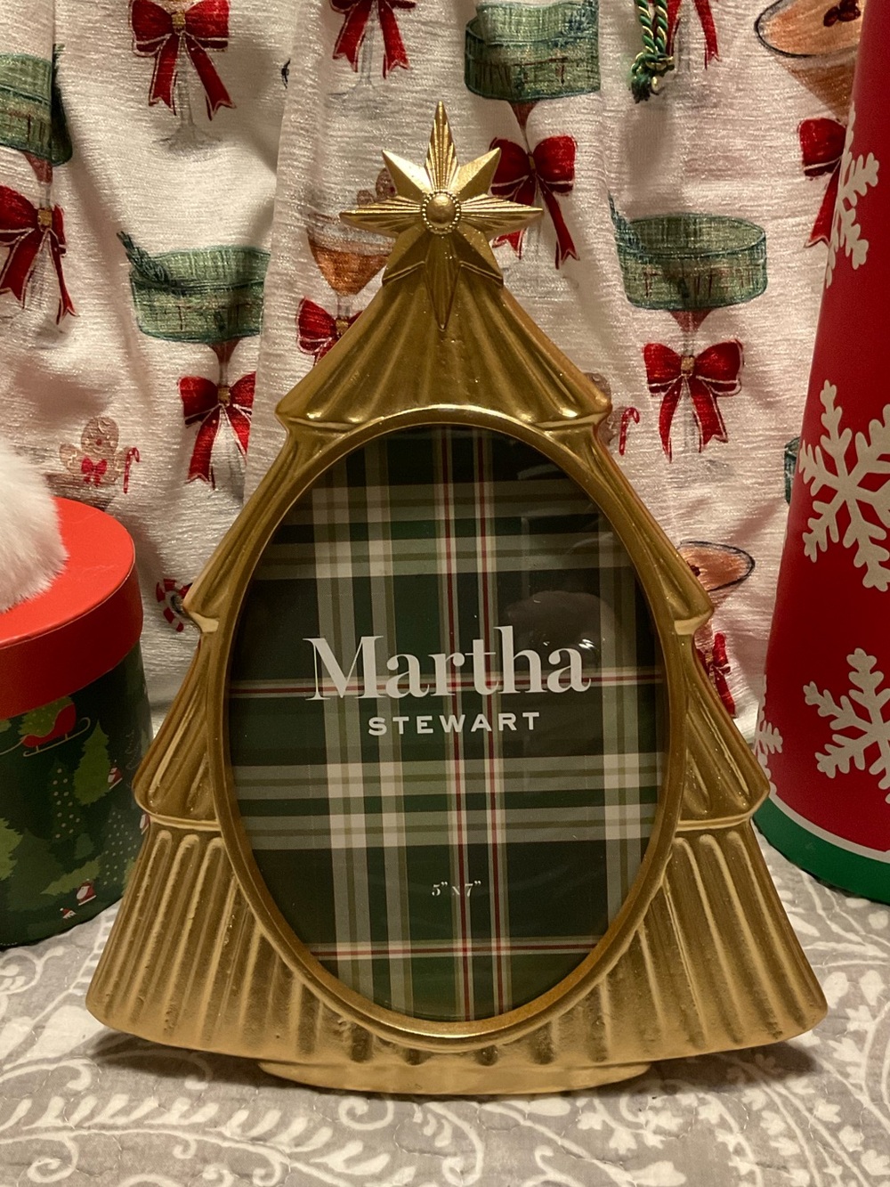 Nice Size Martha Stewart Holiday Picture / Photo Frame - Gold Christmas Tree